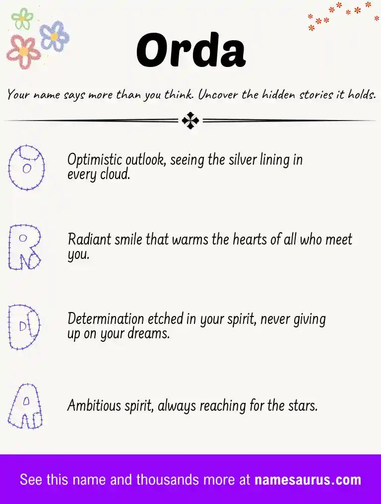 Acrostic poem about Orda.