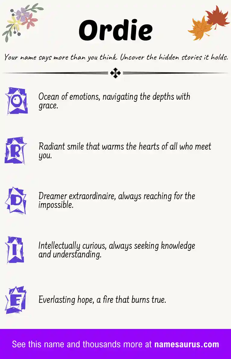 Acrostic poem about Ordie.