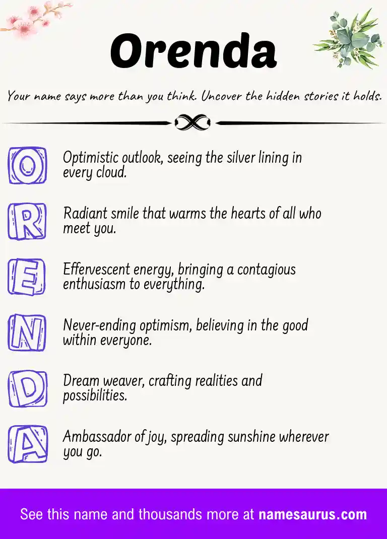 Acrostic poem about Orenda.
