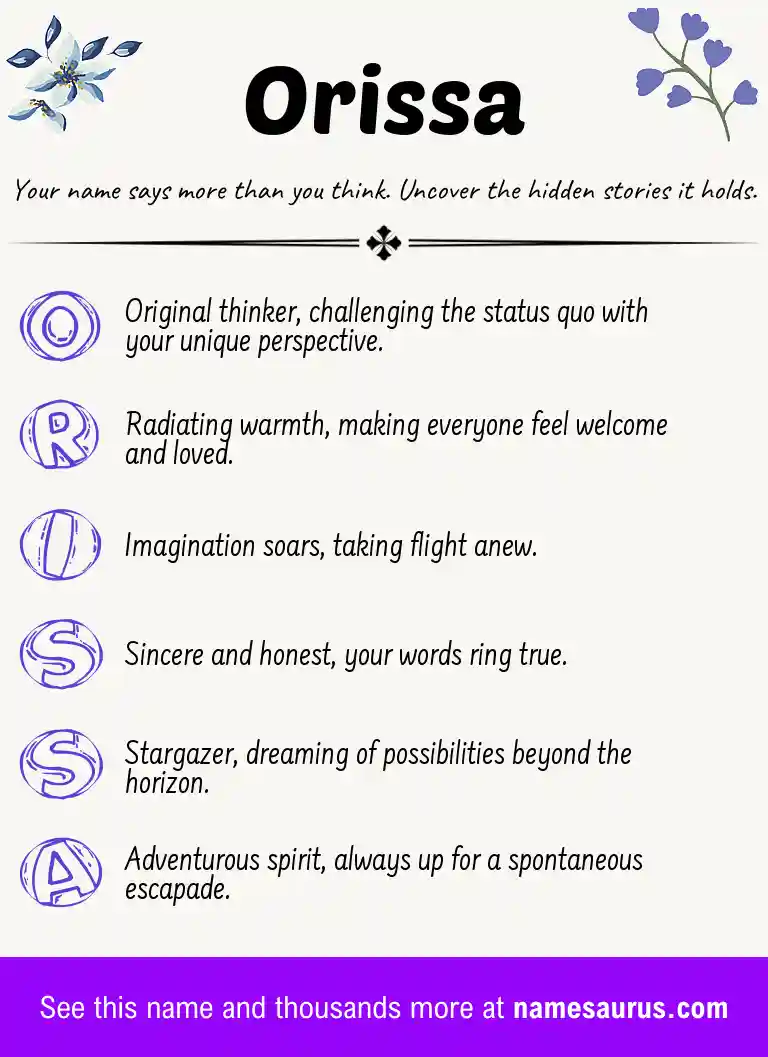 Acrostic poem about Orissa.