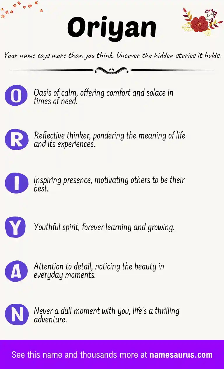 Acrostic poem about Oriyan.