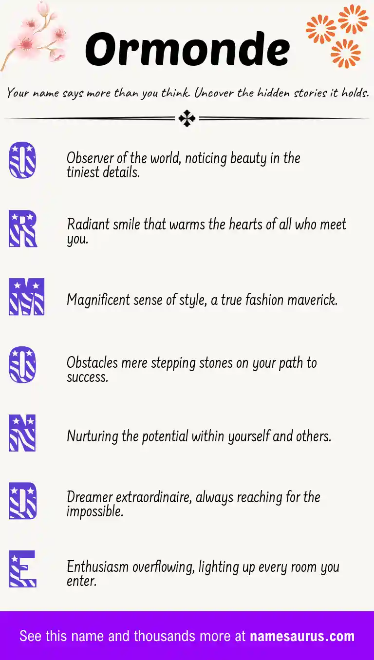 Acrostic poem about Ormonde.