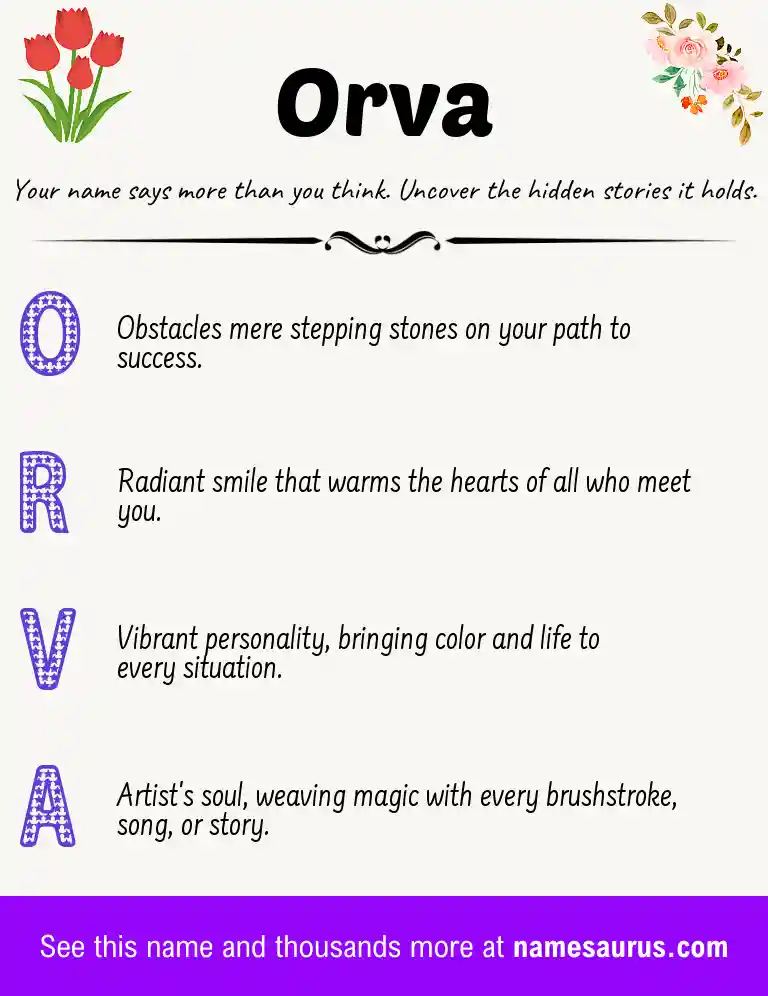 Acrostic poem about Orva.