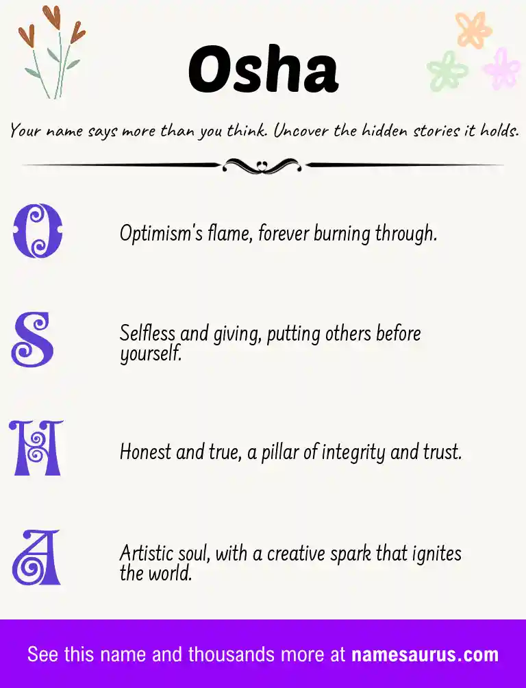 Acrostic poem about Osha.