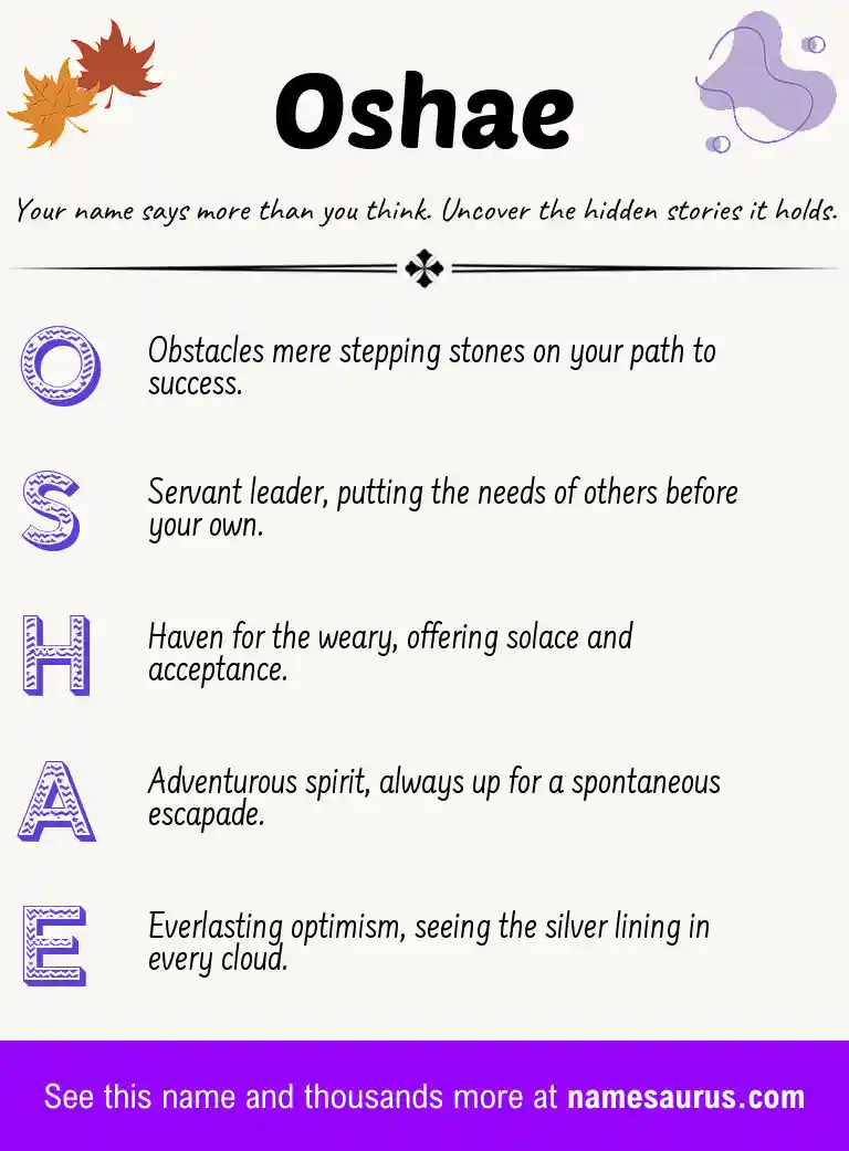 Acrostic poem about Oshae.