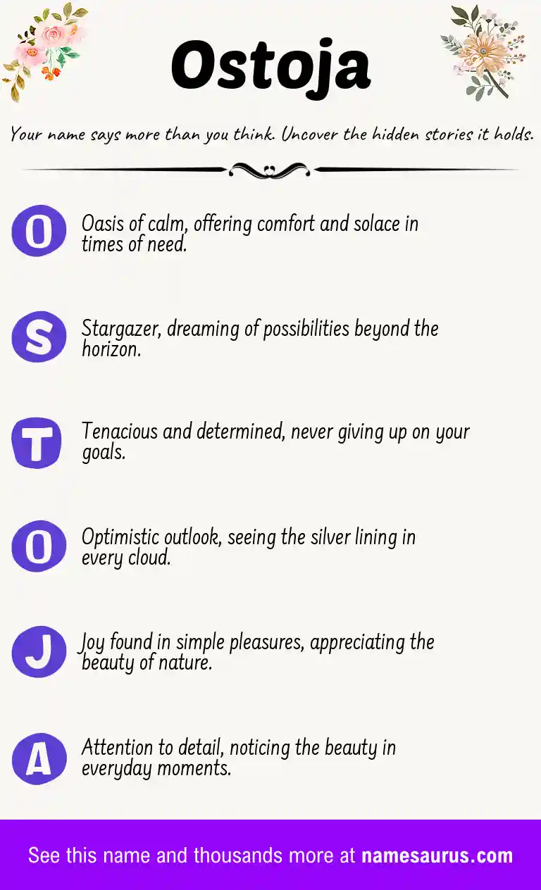 Acrostic poem about Ostoja.