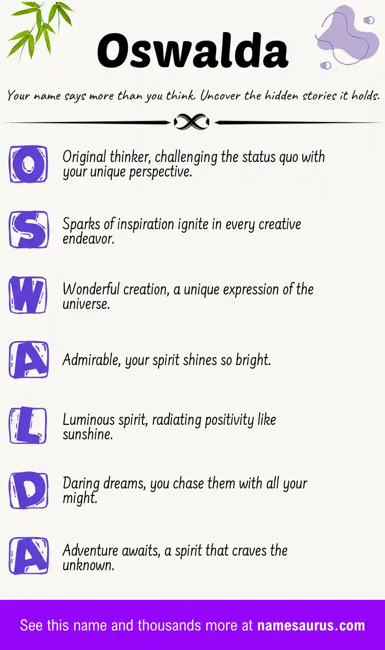 Acrostic poem about Oswalda.