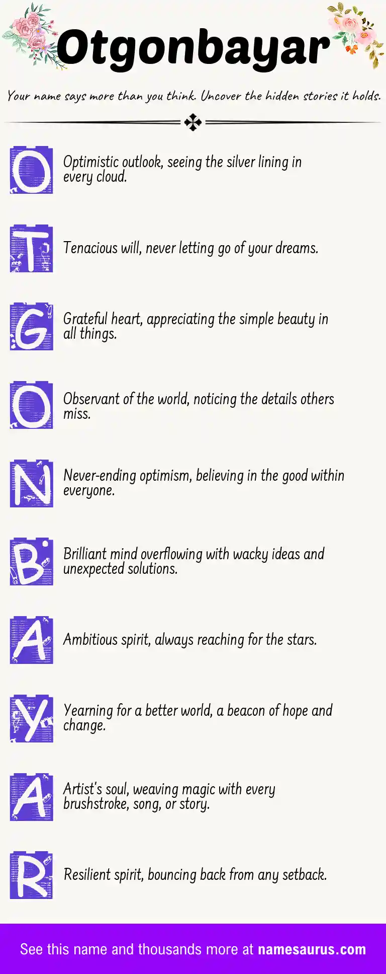 Acrostic poem about Otgonbayar.