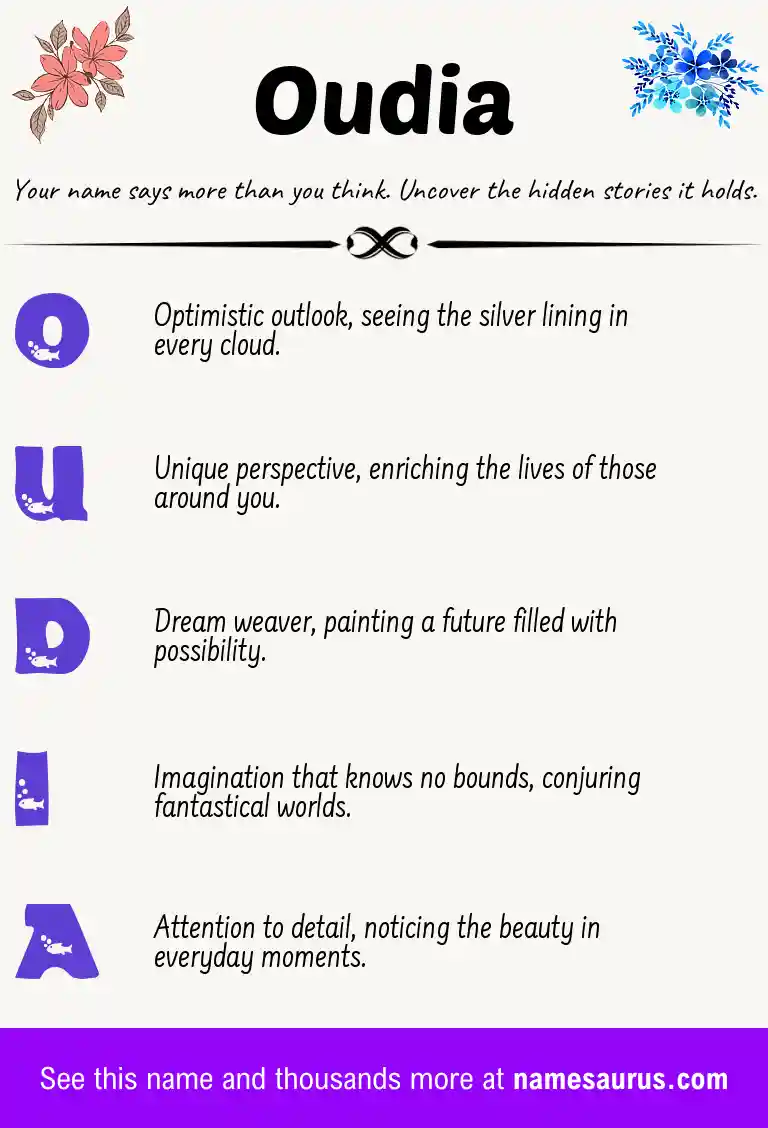Acrostic poem about Oudia.