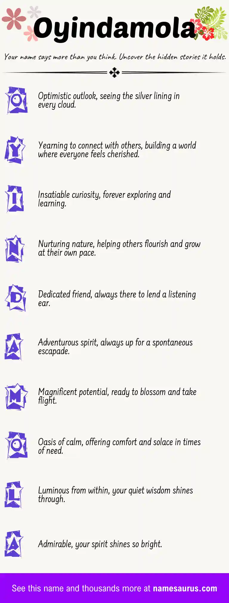 Acrostic poem about Oyindamola.