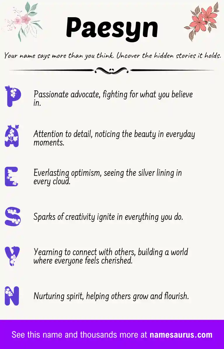 Acrostic poem about Paesyn.