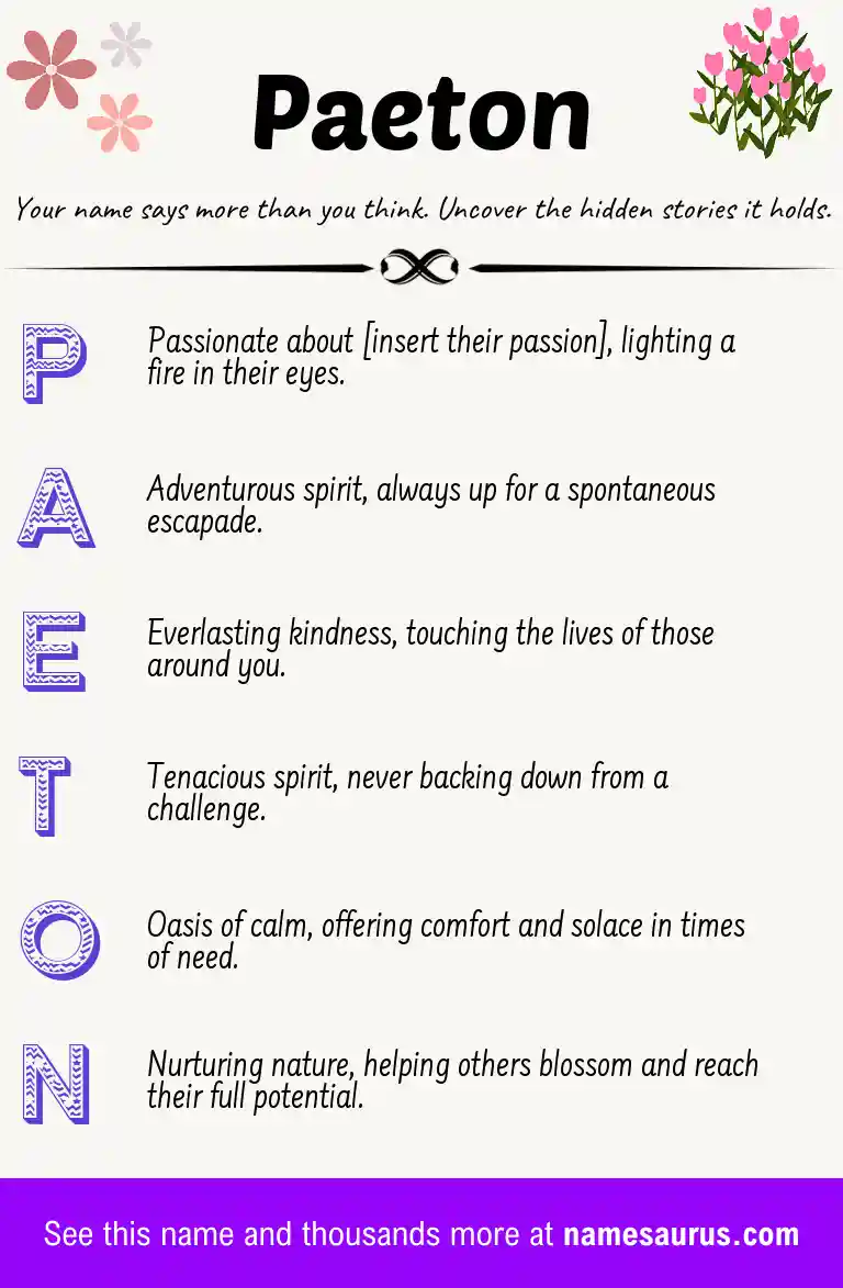 Acrostic poem about Paeton.