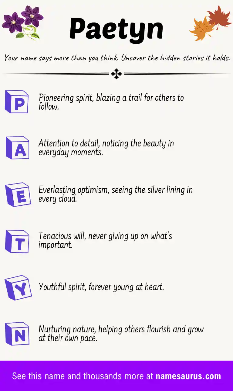 Acrostic poem about Paetyn.