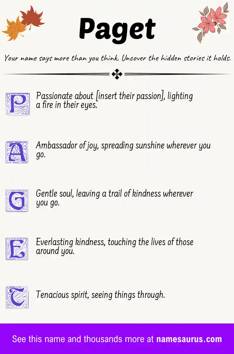 Acrostic poem about Paget.