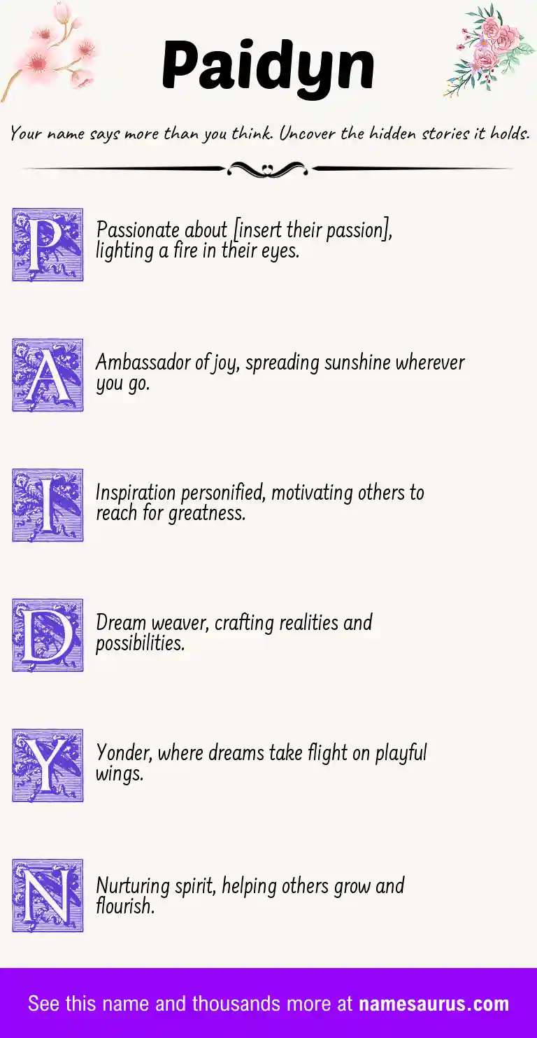 Acrostic poem about Paidyn.