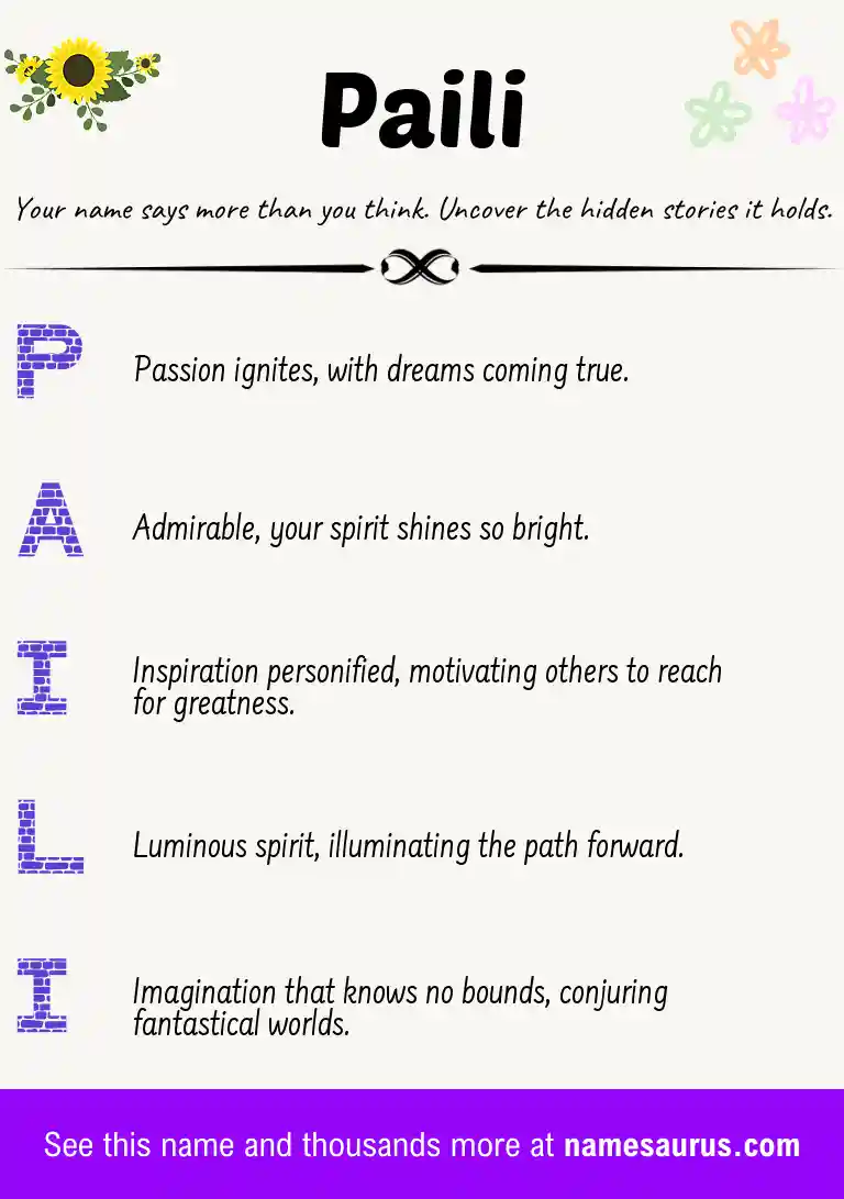 Acrostic poem about Paili.