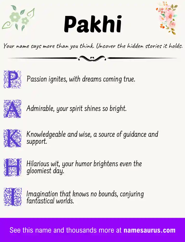 Acrostic poem about Pakhi.