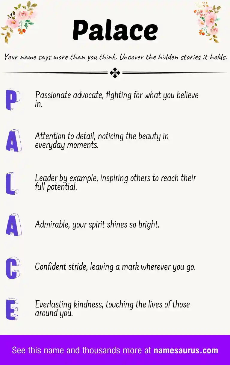 Acrostic poem about Palace.