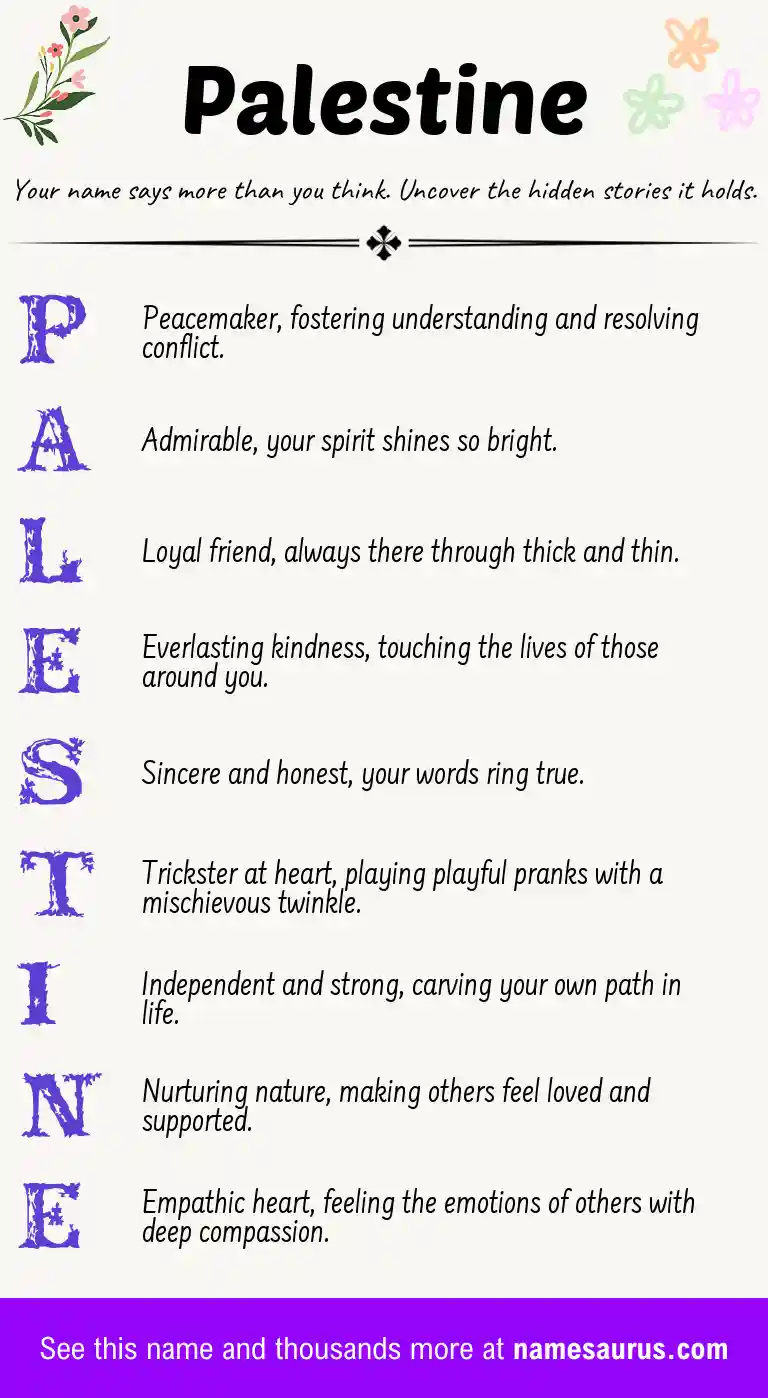 Acrostic poem about Palestine.