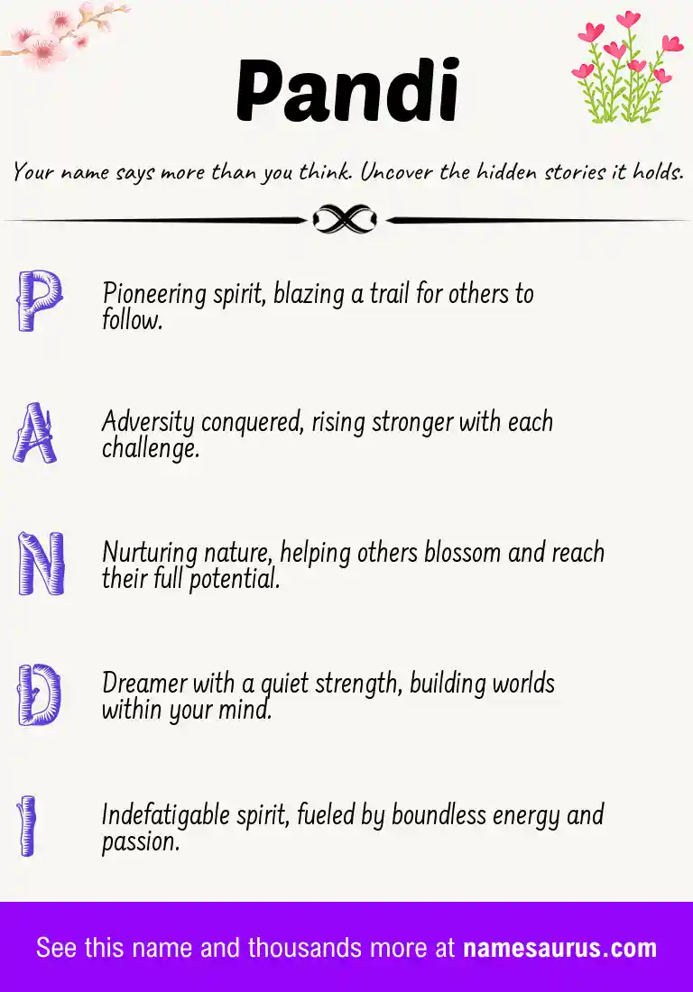 Acrostic poem about Pandi.