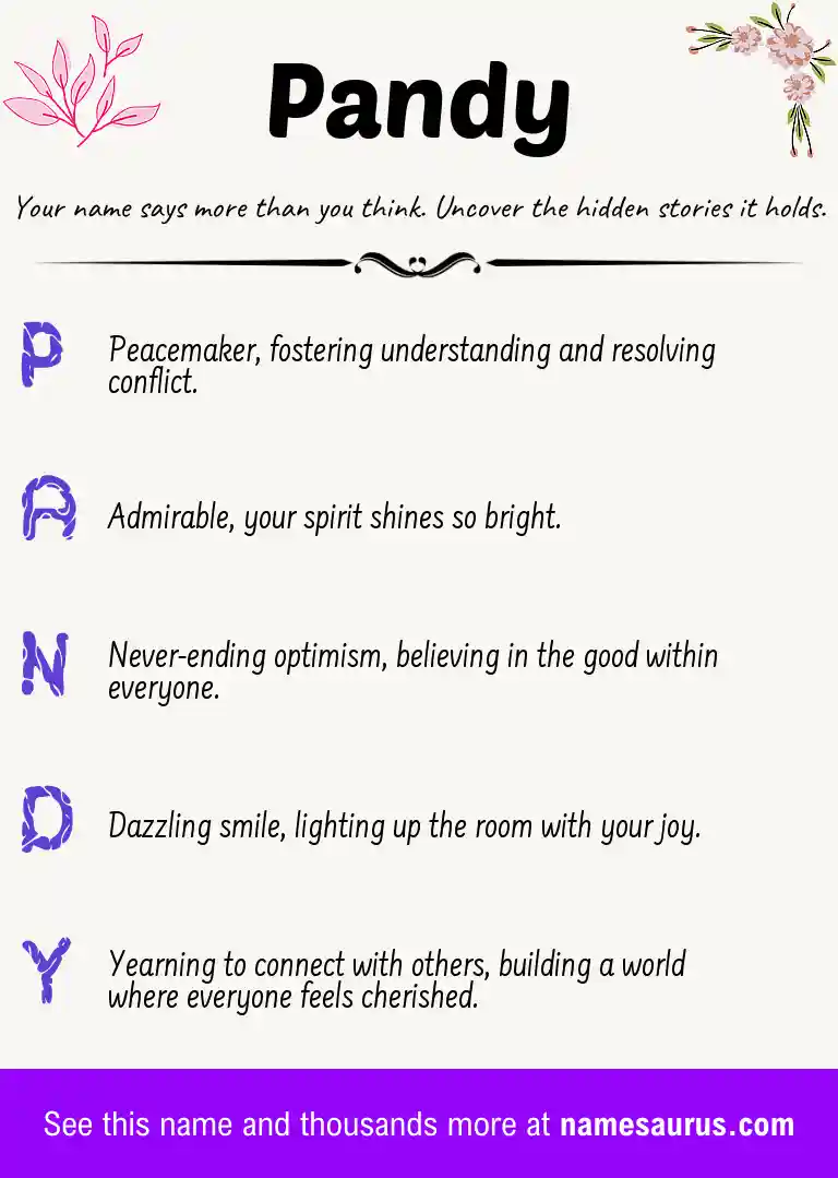 Acrostic poem about Pandy.