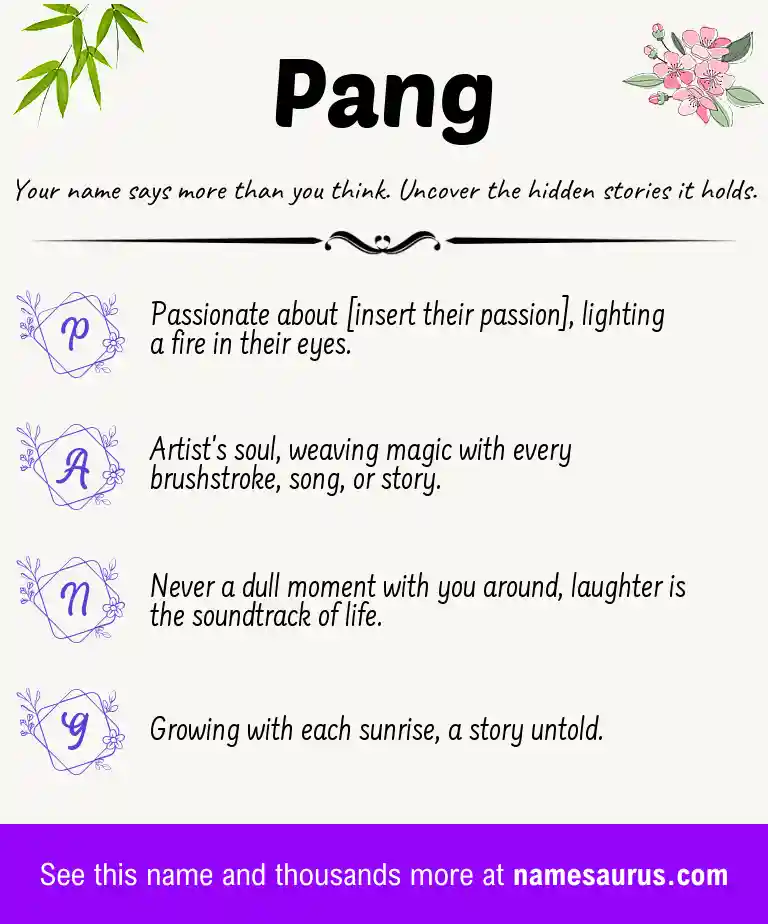 Acrostic poem about Pang.