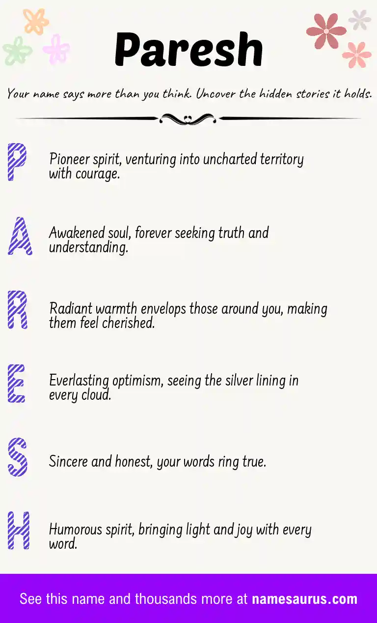 Acrostic poem about Paresh.