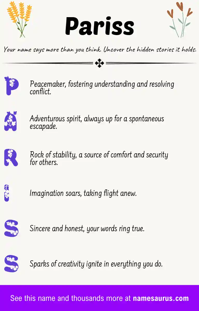 Acrostic poem about Pariss.