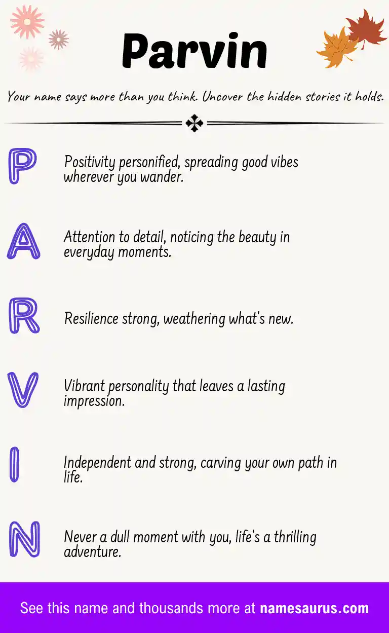 Acrostic poem about Parvin.