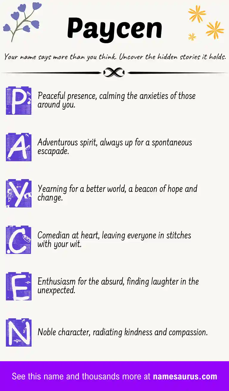 Acrostic poem about Paycen.