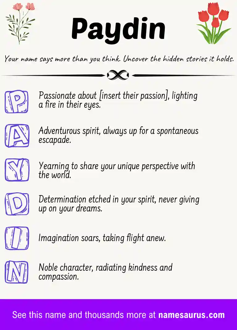 Acrostic poem about Paydin.