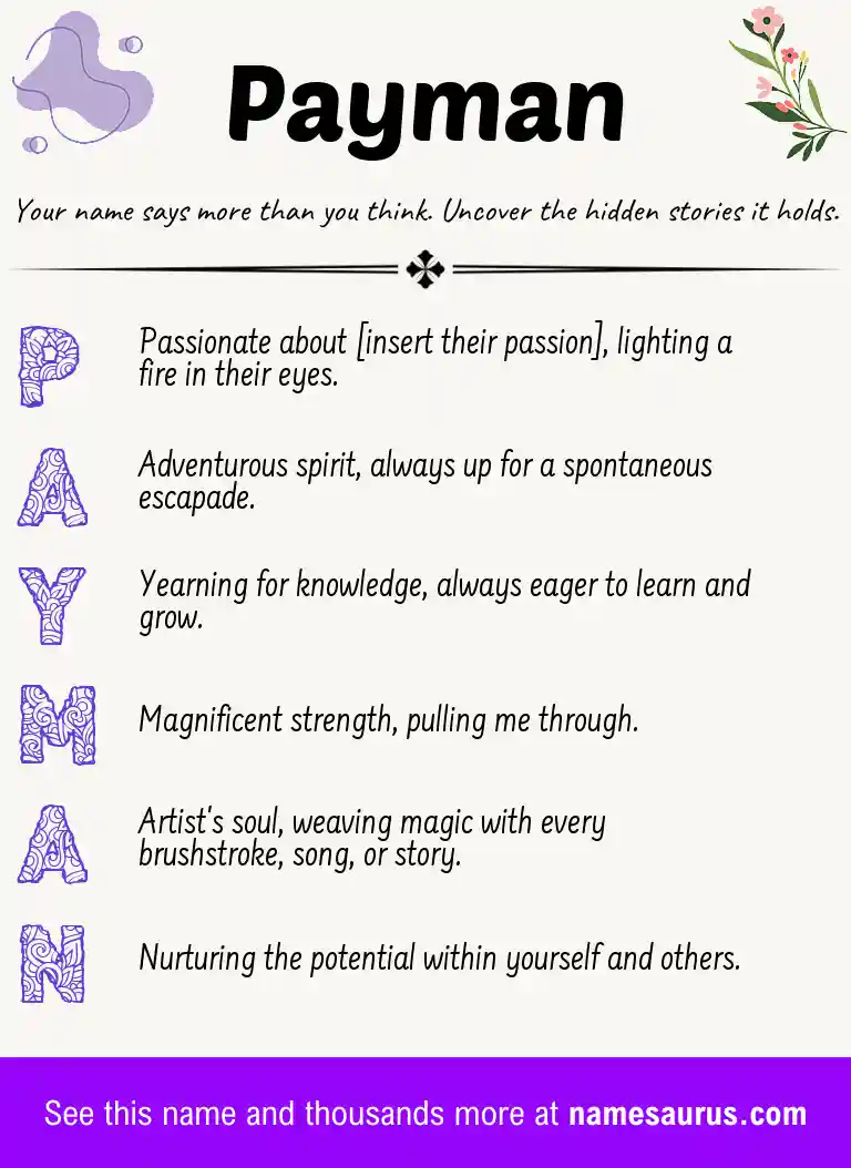 Acrostic poem about Payman.