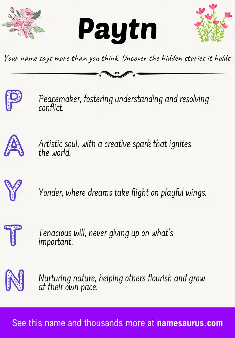 Acrostic poem about Paytn.