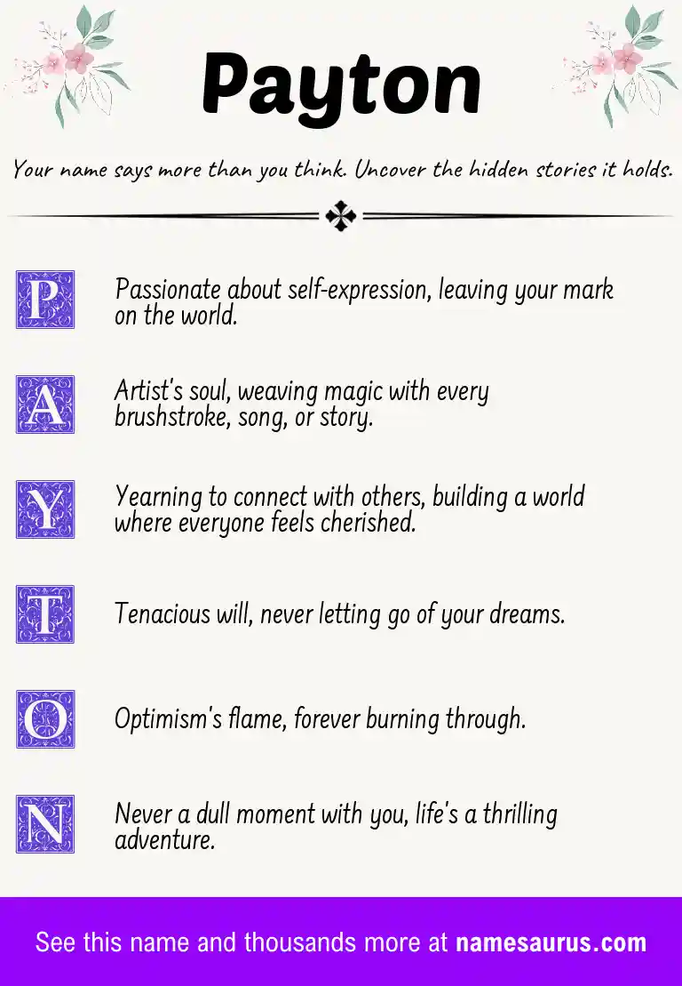 Acrostic poem about Payton.
