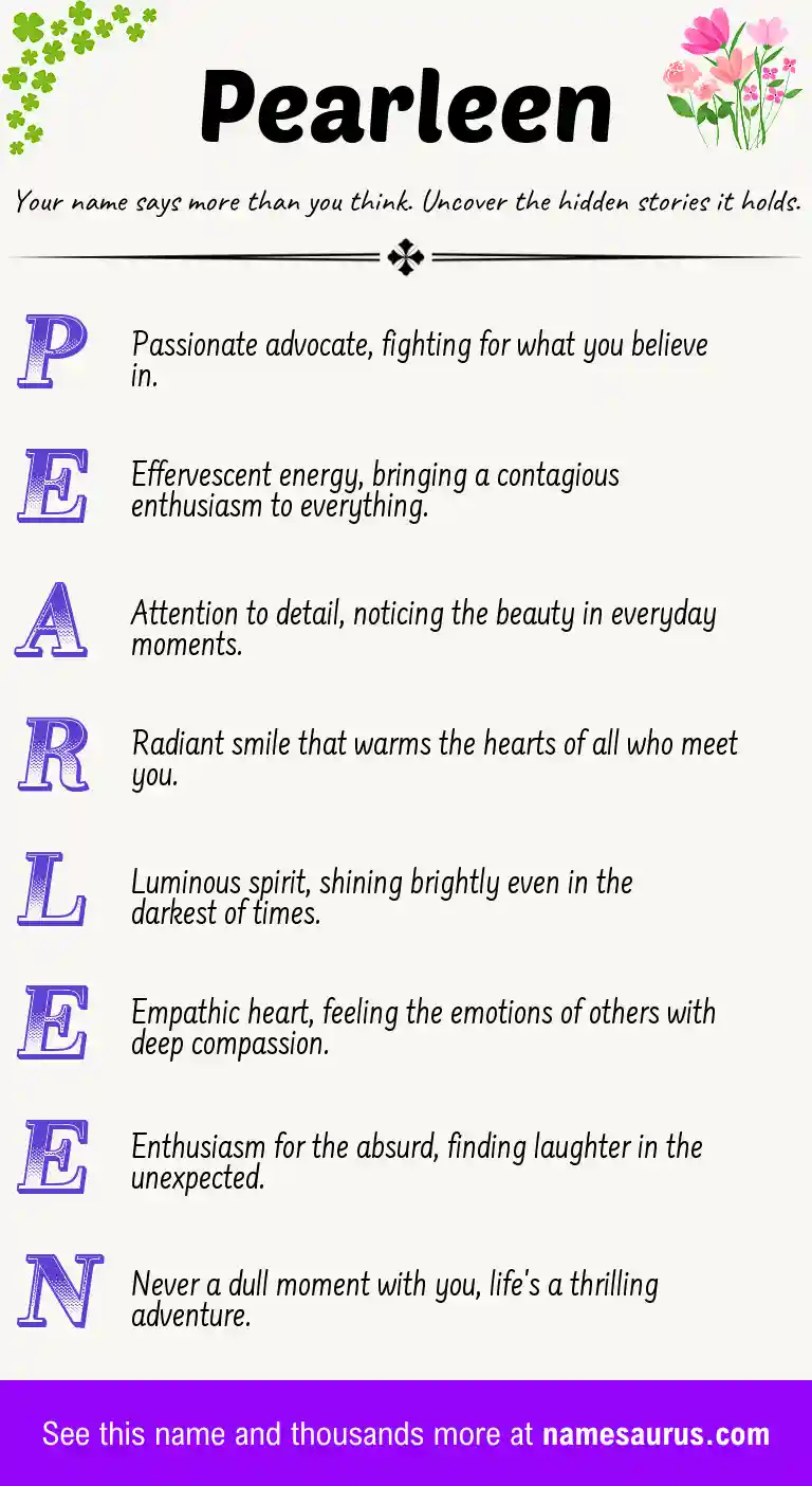 Acrostic poem about Pearleen.