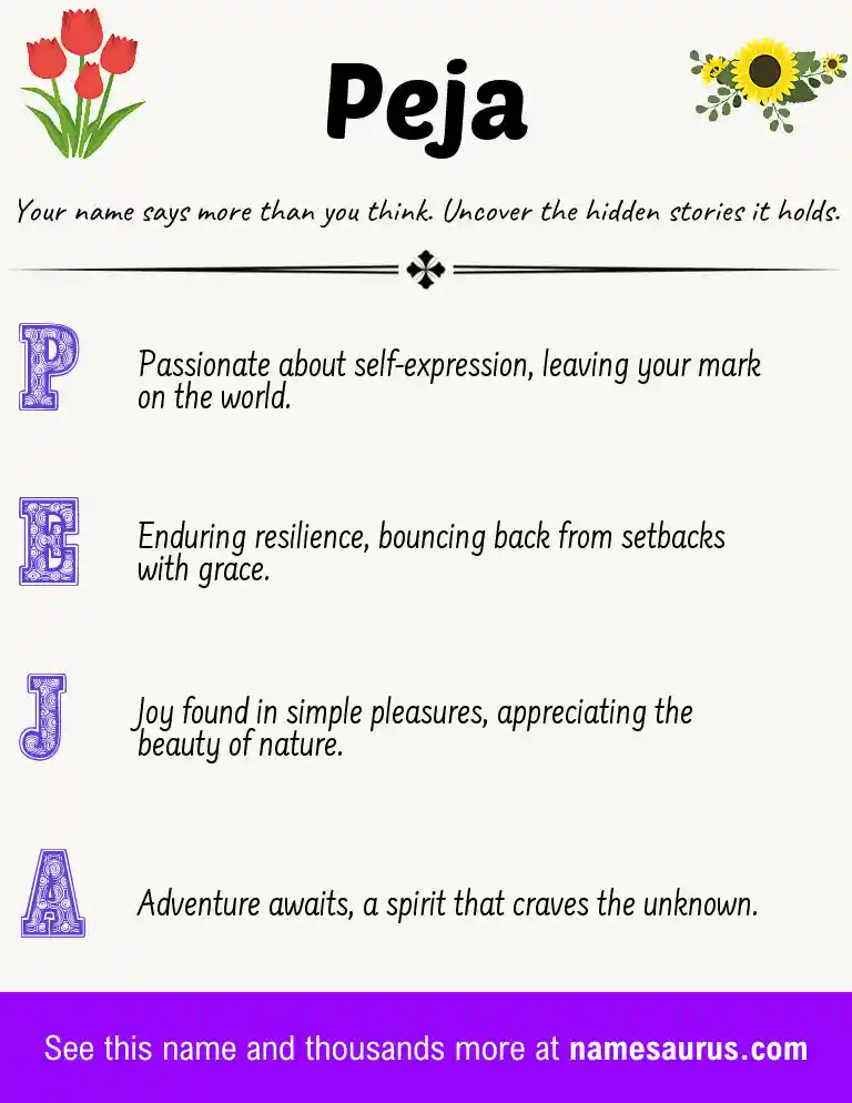 Acrostic poem about Peja.