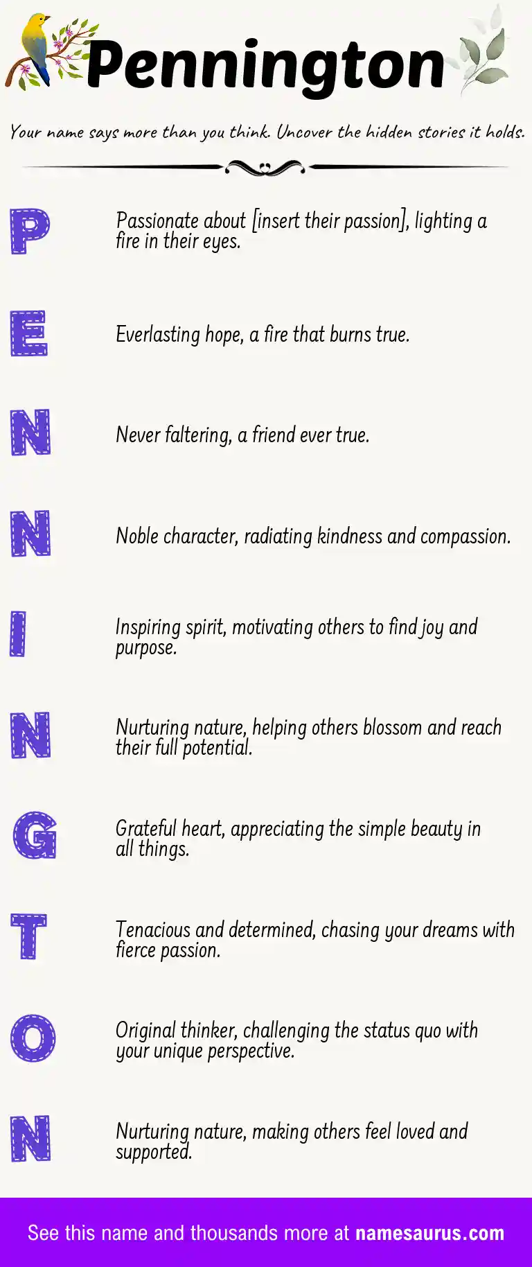 Acrostic poem about Pennington.