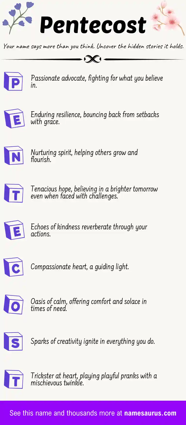 Acrostic poem about Pentecost.