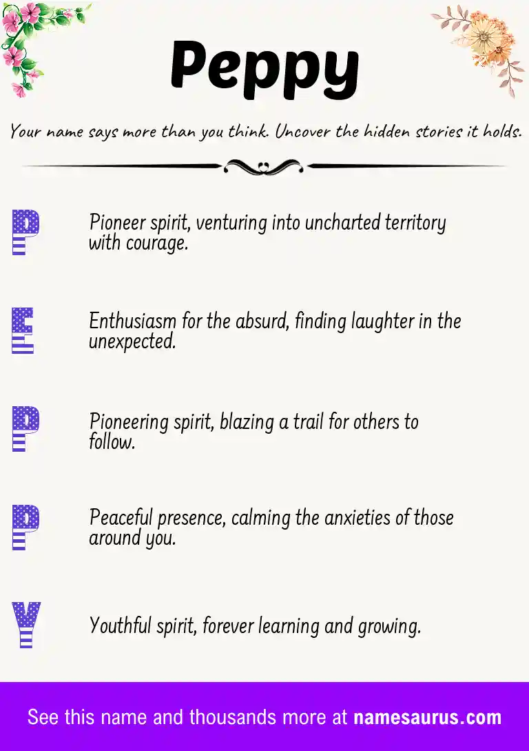 Acrostic poem about Peppy.