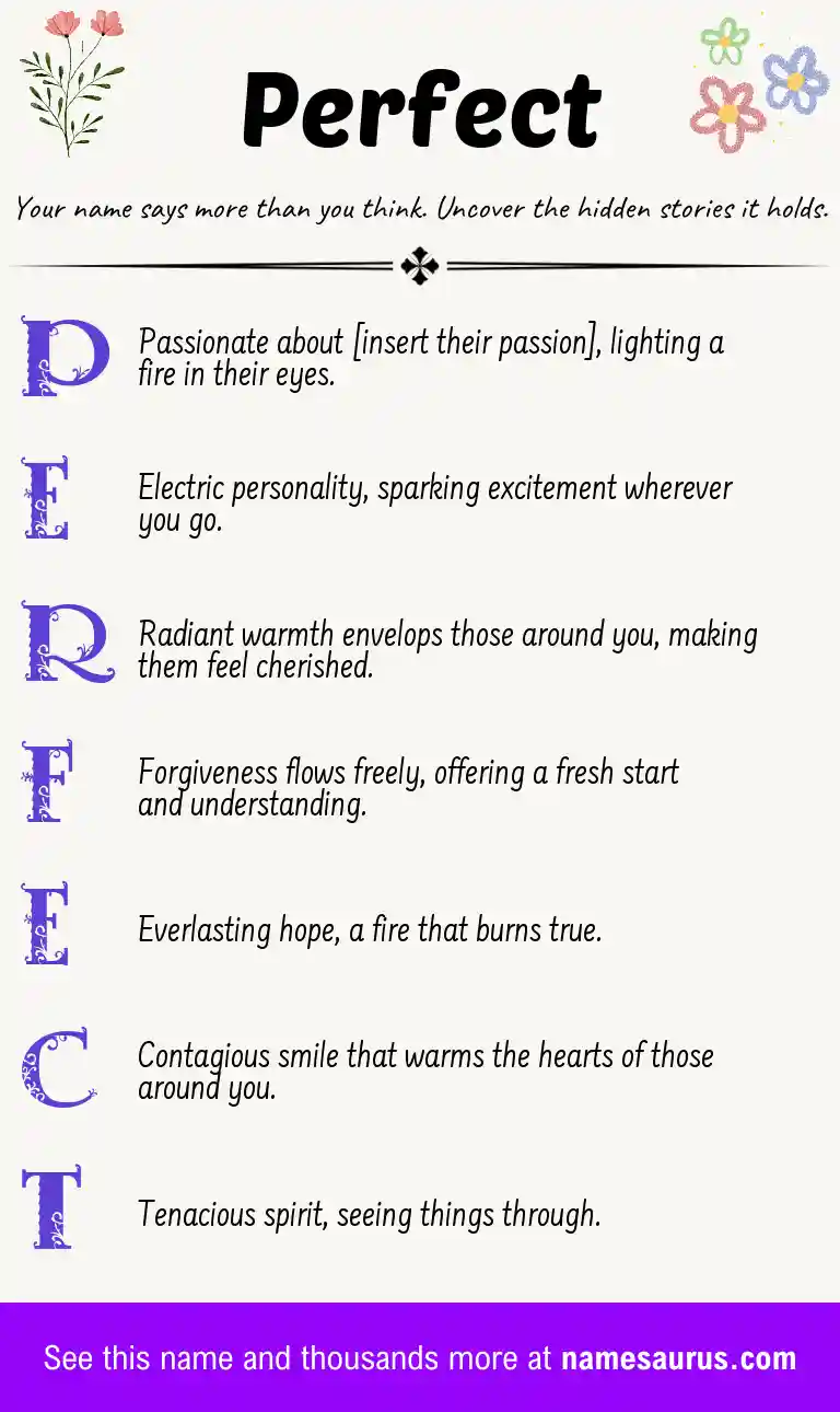Acrostic poem about Perfect.