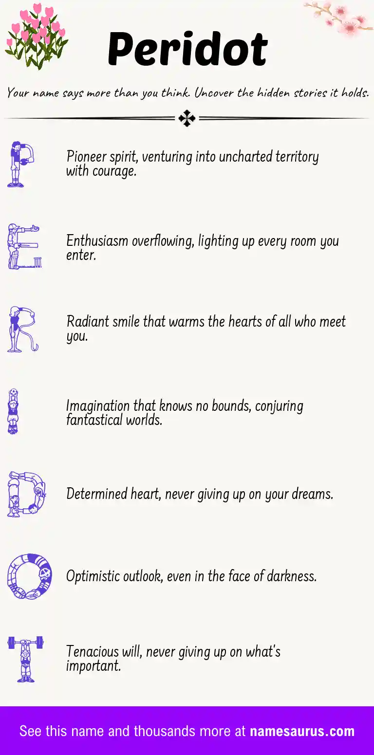 Acrostic poem about Peridot.