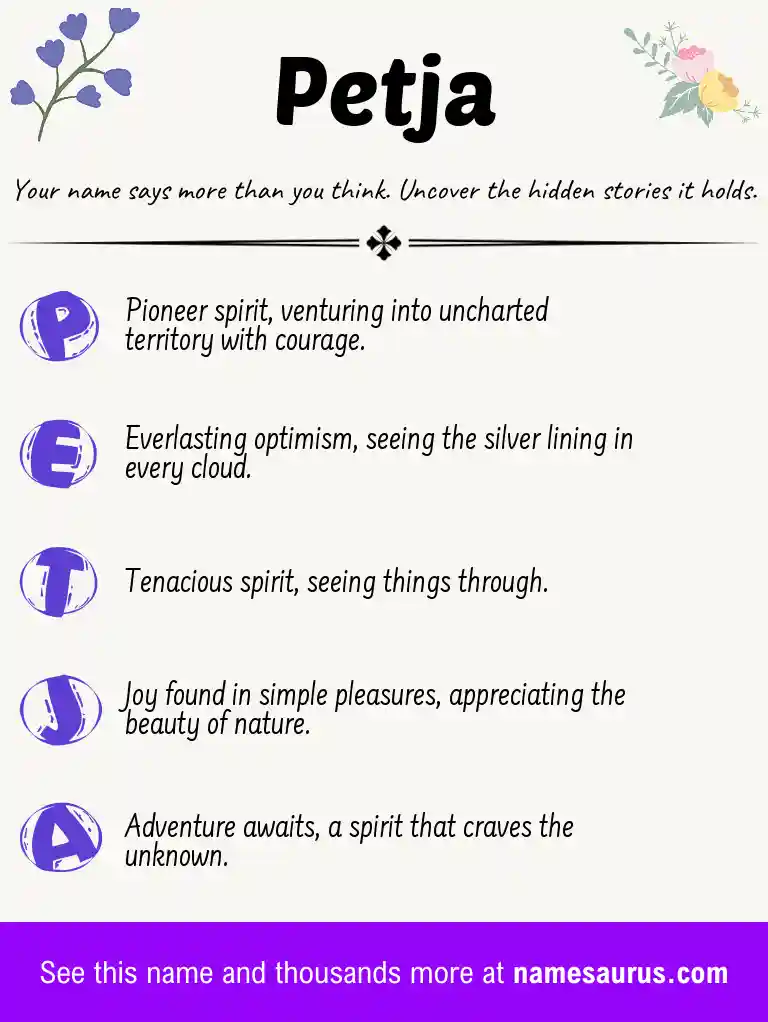 Acrostic poem about Petja.