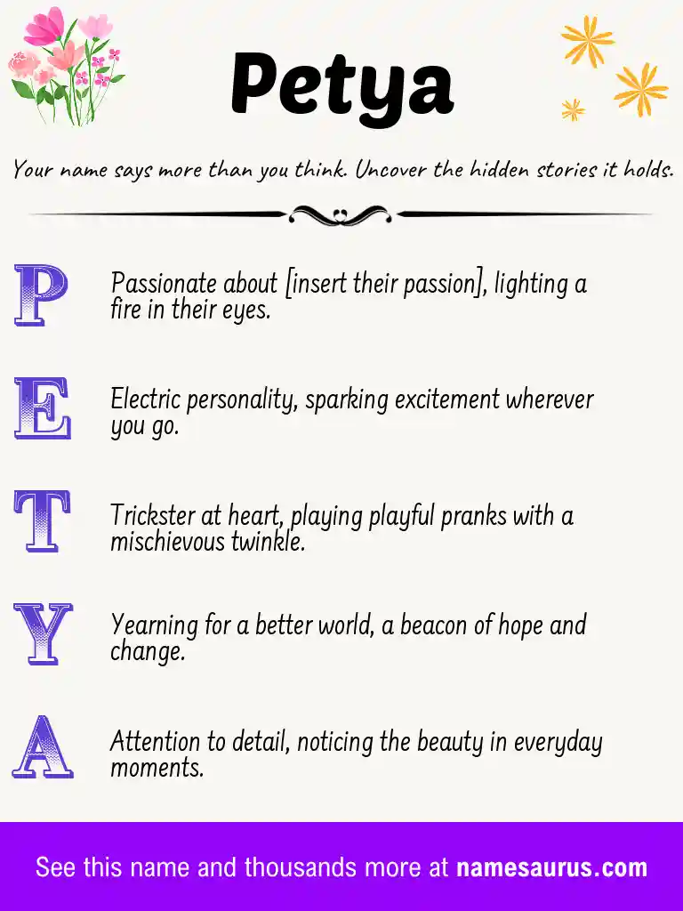 Acrostic poem about Petya.