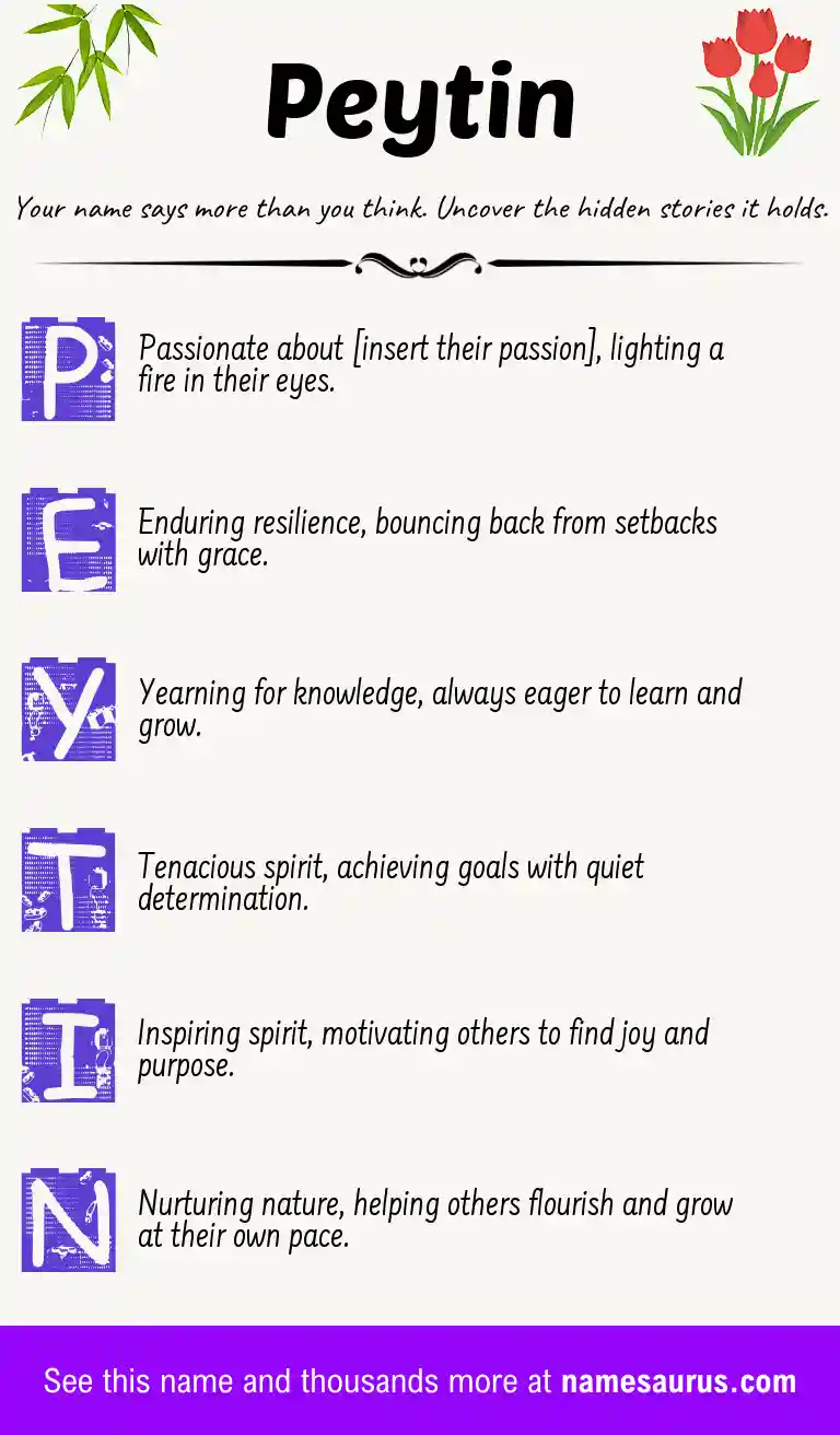 Acrostic poem about Peytin.