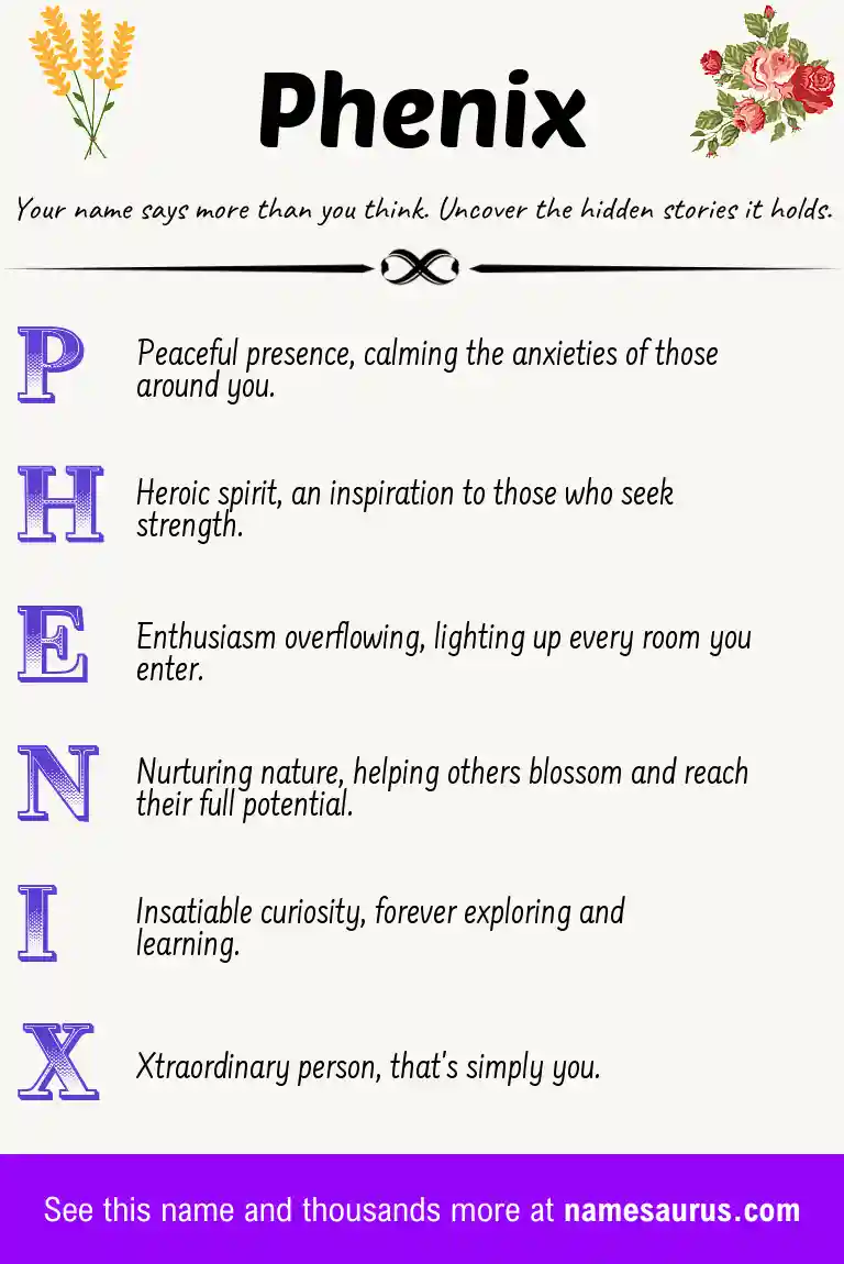 Acrostic poem about Phenix.