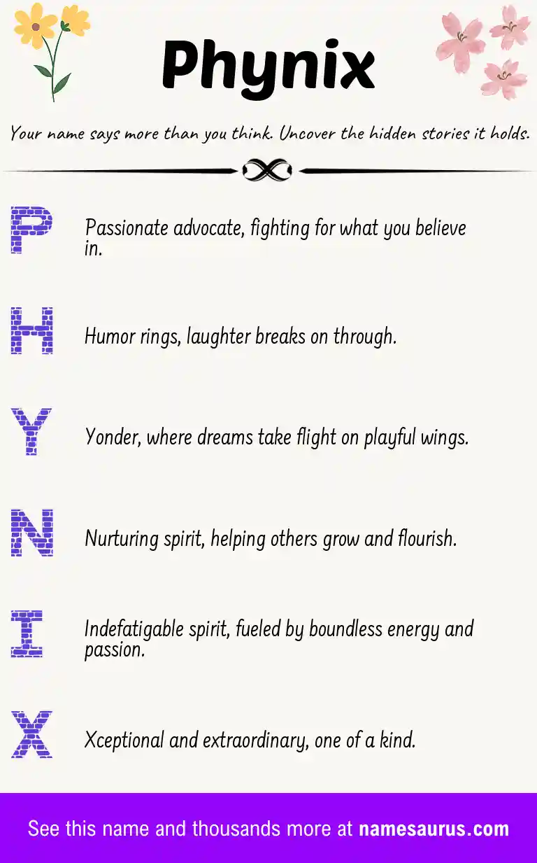 Acrostic poem about Phynix.