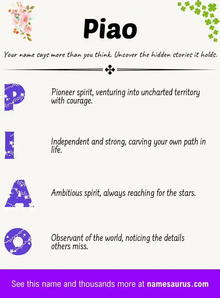 Acrostic poem about Piao.