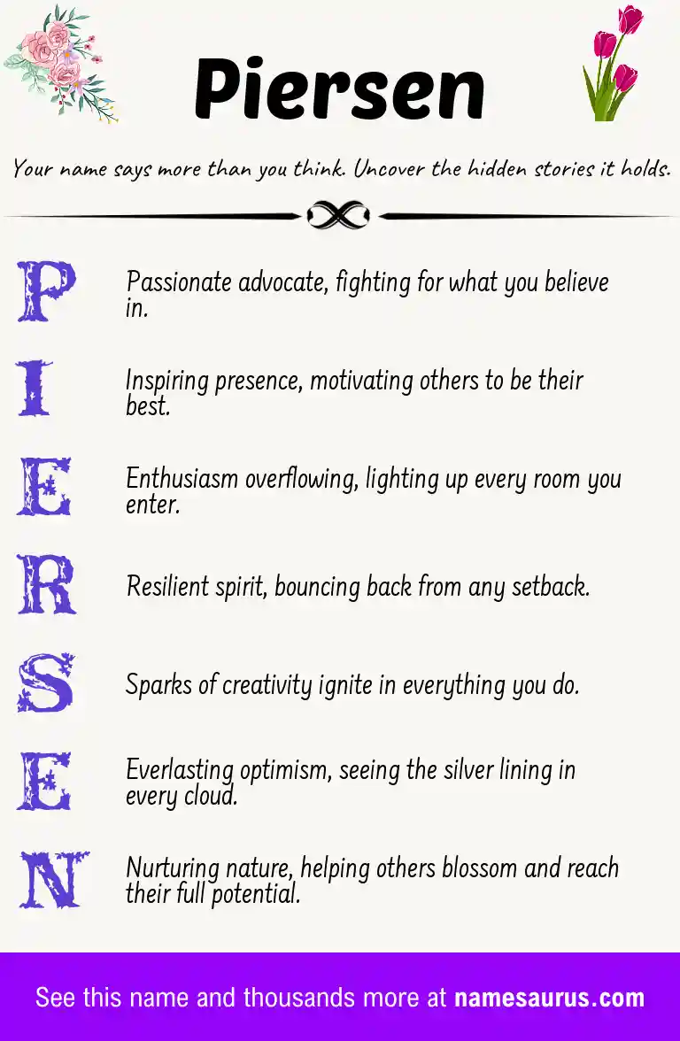 Acrostic poem about Piersen.