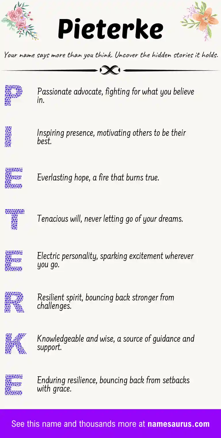 Acrostic poem about Pieterke.