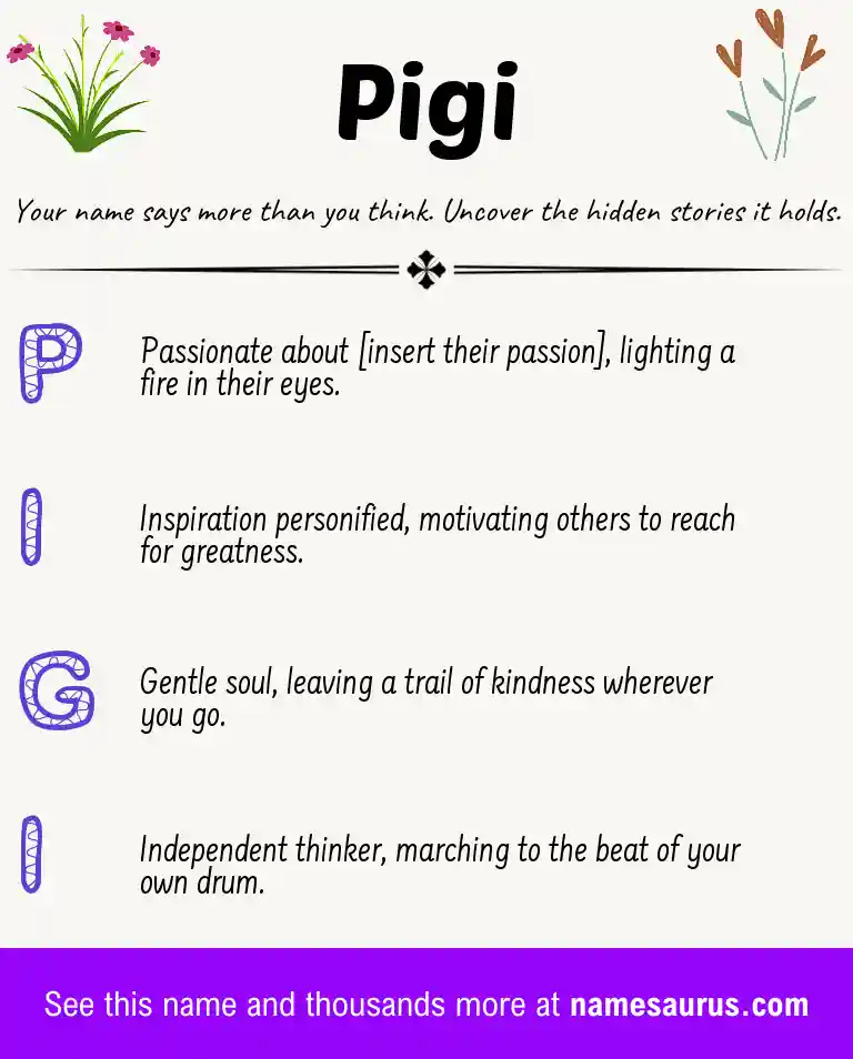 Acrostic poem about Pigi.